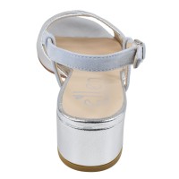 Sandales Ellen argent et bleu ciel – vue arrière talon