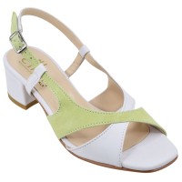 Sandales cuir blanc et vert Ellen modèle 470 – petites pointures femme