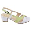 Sandales femme cuir blanc et daim vert 4 cm – vue de profil