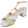 Sandales cuir blanc et vert petites pointures – vue trois-quarts