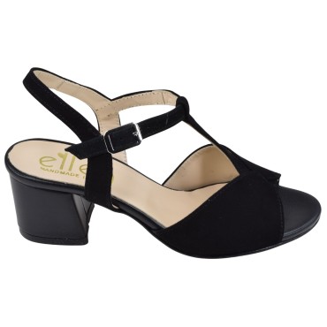 Sandales daim noir talon 5 cm – vue de profil