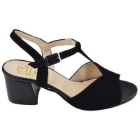 Sandales daim noir talon 5 cm – vue de profil