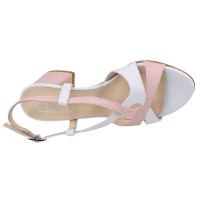 Sandales cuir blanc et rose fabrication italienne – détail intérieur
