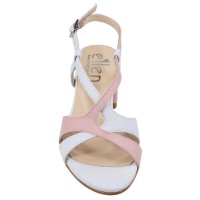 Sandales femme cuir blanc et rose – vue dessus