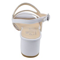 Sandales cuir blanc et argent à talon 5 cm – petites pointures femme – vue arrière