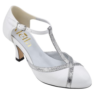 Escarpins blanc argent 2485 Mella Italie petites pointures 32 33 34 – profil extérieur