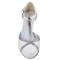 Escarpins cuir blanc et argent Mella – vue face