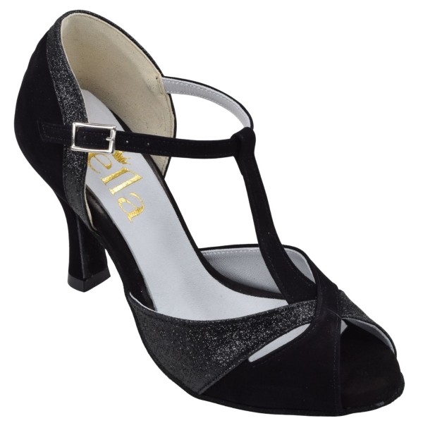 Chaussures de danse de salon noires Mella 2085 – femme petite pointure 32-34