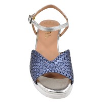 Sandales compensées Mella 35749 vue de face cuir tressé