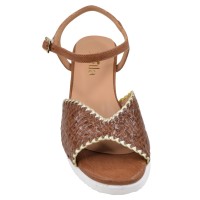 Sandales cuir tressé marron petites pointures – vue avant