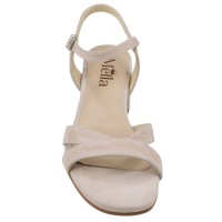Sandales brides croisées daim beige vue dessus