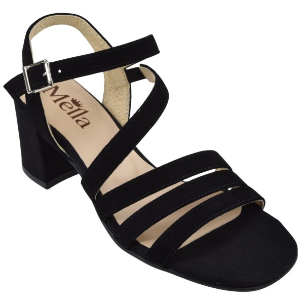 Sandales daim noir Mella 1235 vue avant