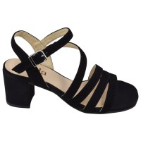Sandales petites pointures 33 34 daim noir vue profil