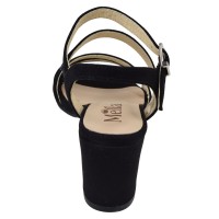 Sandales talon 6 cm enrobé daim noir vue arrière