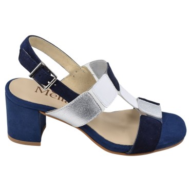 Sandales talon 6 cm bleu électrique vue profil