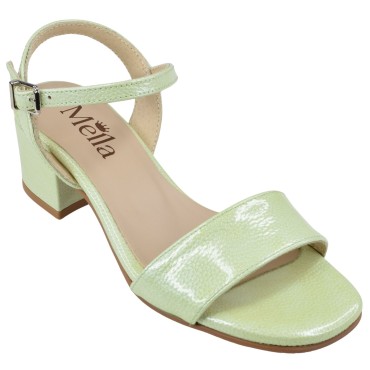 Sandales cuir verni vert amande Mella 1131 vue avant