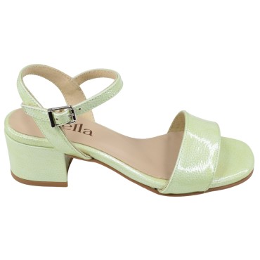 Sandales vert amande talon 4 cm profil