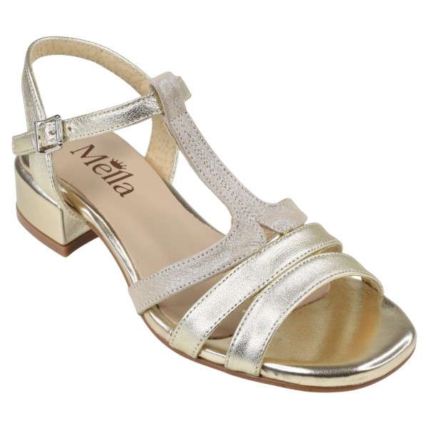 Sandales cuir métallisé or Mella 1012 vue avant