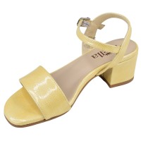 Sandales Mella 1131 cuir verni jaune vue 3/4