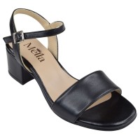 Sandales cuir lisse noir Mella 1311 vue avant