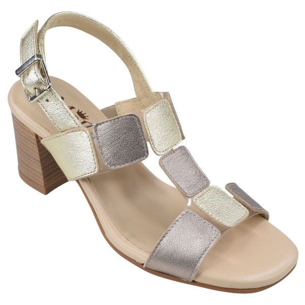 Sandales cuir métallisé or et bronze Mella 1246 vue avant