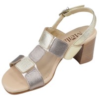 Sandales cuir métallisé or bronze vue 3/4