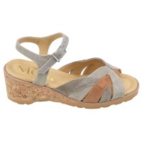 sandales compensées Mella Italie 2499 beige camel marron vue de profil