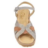 sandales daim tricolore beige camel marron Mella Italie vue avant