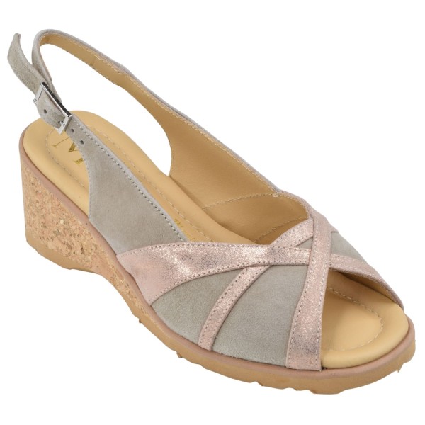 sandales petites pointures femme 32 33 34 Mella Italie 1381 daim beige gris