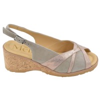 sandales compensées Mella Italie 1381 beige grisé rose métallisé vue profil