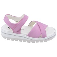 sandales confort Piesanto 250779 daim rose semelle blanche vue profil