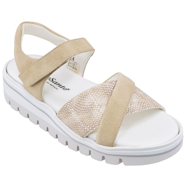 sandales confort Piesanto 250779 daim camel cuir vipérine petites pointures 33 34 vue trois quarts externe