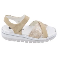 sandales femme confort Piesanto 250779 daim camel imprimé vipérine vue profil externe