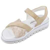 sandales confort femme Piesanto 250779 daim camel cuir vipérine vue trois quarts interne