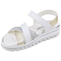 sandales confort femme Piesanto 260784 cuir blanc doré vipérine vue trois quarts interne
