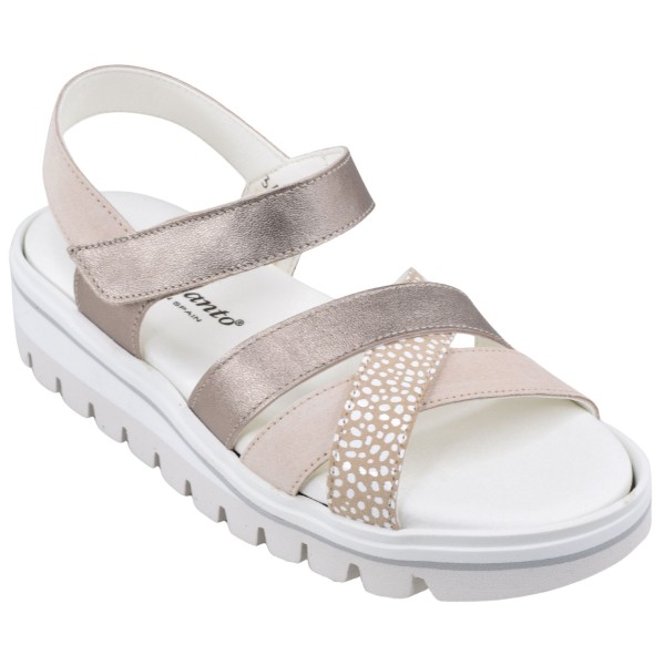 sandales confort Piesanto 260784 cuir bronze beige imprimé petites pointures 33 34 vue trois quarts externe