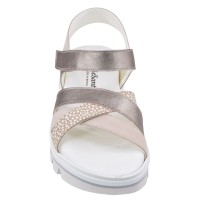 sandales confort Piesanto 260784 cuir bronze beige imprimé vue avant