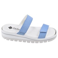 mules femme confort Piesanto 240081 daim bleu deux brides velcro vue profil externe