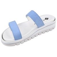 mules confort femme Piesanto 240081 daim bleu vue trois quarts interne