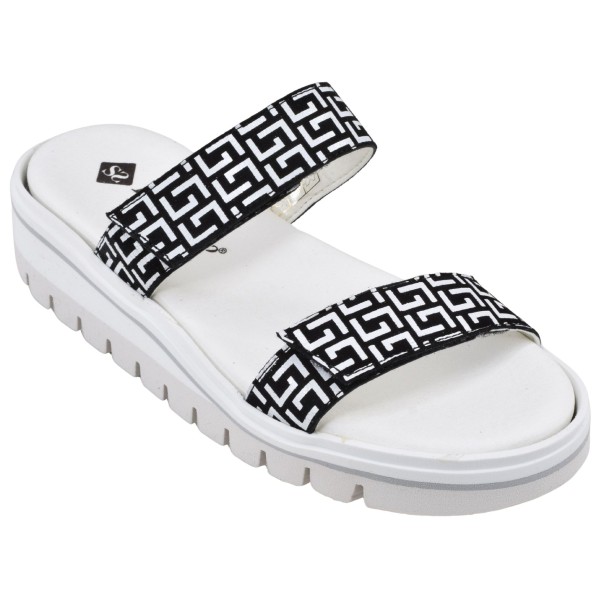 mules confort Piesanto 240081 cuir imprimé noir et blanc petites pointures 33 34 vue trois quarts externe