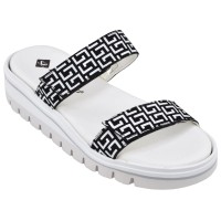 mules confort Piesanto 240081 cuir imprimé noir et blanc petites pointures 33 34 vue trois quarts externe