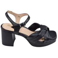 sandales femme talon plateforme cuir noir Piesanto 240279 vue profil externe