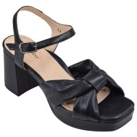 sandales plateforme Piesanto 240279 cuir noir petites pointures 33 34 vue trois quarts externe