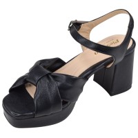 sandales plateforme cuir noir Piesanto 240279 vue trois quarts interne