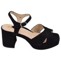 sandales daim noir talon large Piesanto 240275 vue profil externe