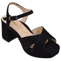 sandales plateforme Piesanto 240275 daim noir petites pointures 33 34 vue trois quarts externe