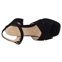 sandales plateforme Piesanto daim noir semelle intérieure cuir matelassé vue dessus