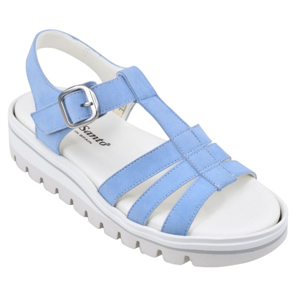 sandales confort daim bleu Piesanto 260769 petites pointures 33 34 vue trois quarts externe