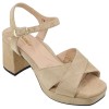 sandales talon daim camel Piesanto 240275 petites pointures 33 34 vue trois quarts externe