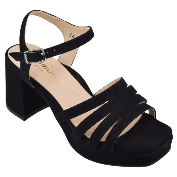 sandales talon daim noir Piesanto 240276 petites pointures 33 34 vue trois quarts externe